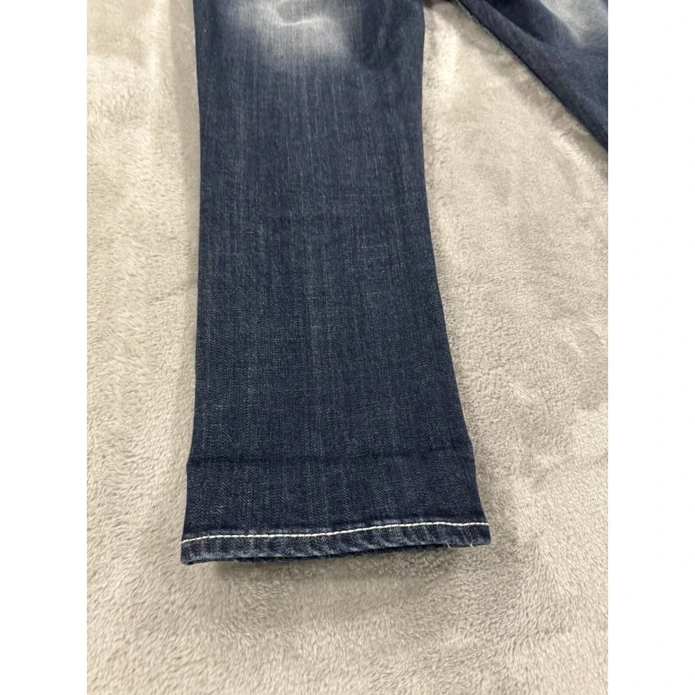 Vigoss Capri Jeans Womens W27 L21 Dublin Thick Stitch Embellished Whiskered Blue